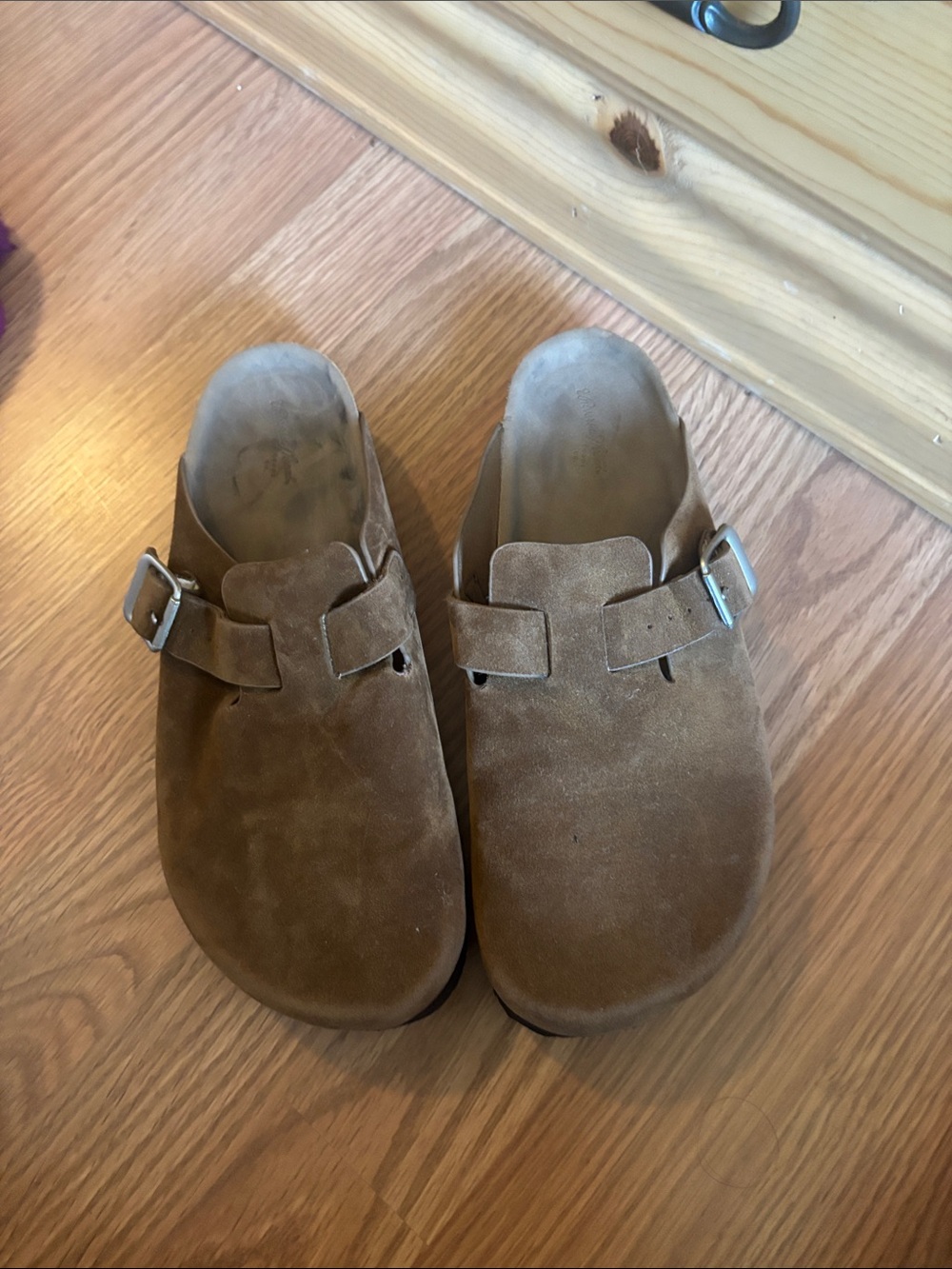 Universal Thread Brown Suede Slip-On Clogs with Buckle